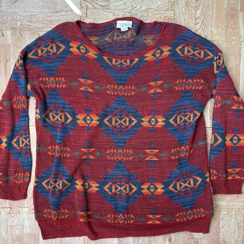 Ralph Lauren Denim And Supply Knitted Aztec Southwestern Pullover Sweater Sz XL